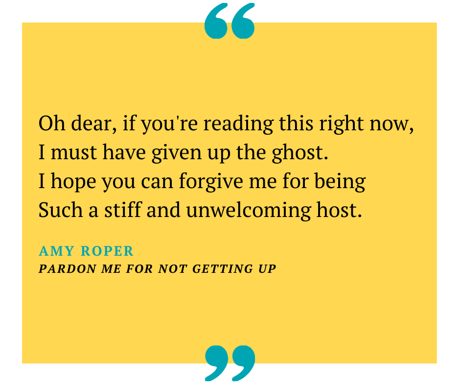 Amy Roper's Pardon Me For Not Getting Up, one of our top 10 funny funeral poems